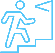 Person walking up stairs towards their goal, Icon